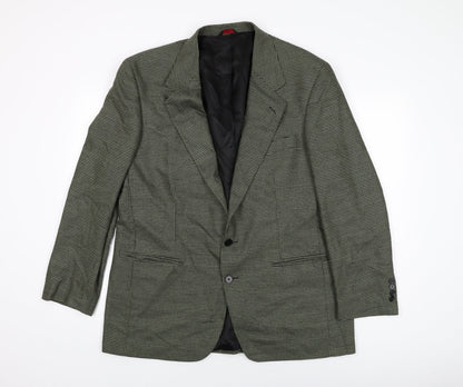 Christopher Hayes Mens Green Geometric Wool Jacket Suit Jacket Size 42 Regular