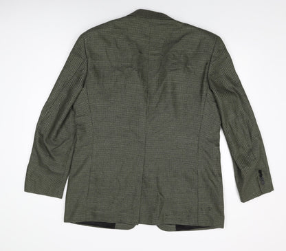 Christopher Hayes Mens Green Geometric Wool Jacket Suit Jacket Size 42 Regular