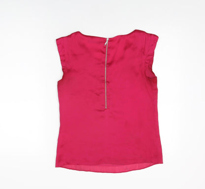 Portmans Womens Pink Polyester Basic Blouse Size 8 Round Neck