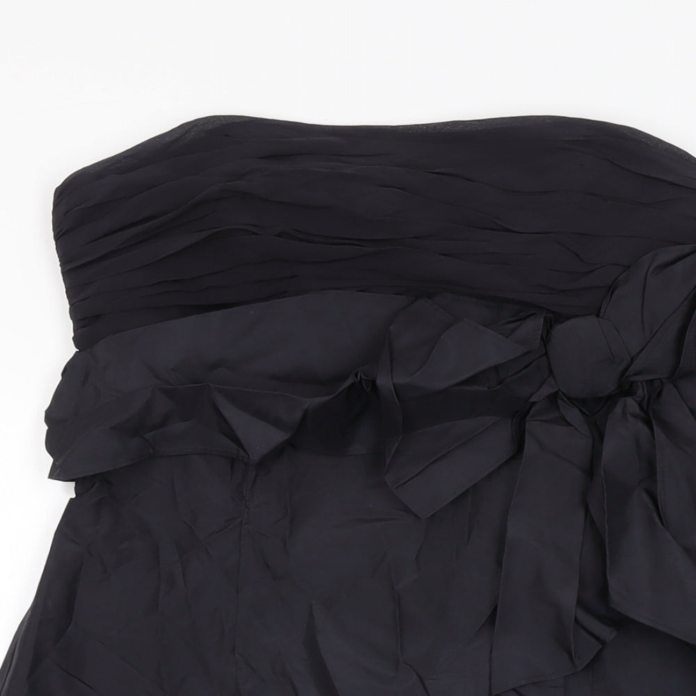 Fenn Wright Manson Womens Black Silk Shift Size 10 Off the Shoulder Zip