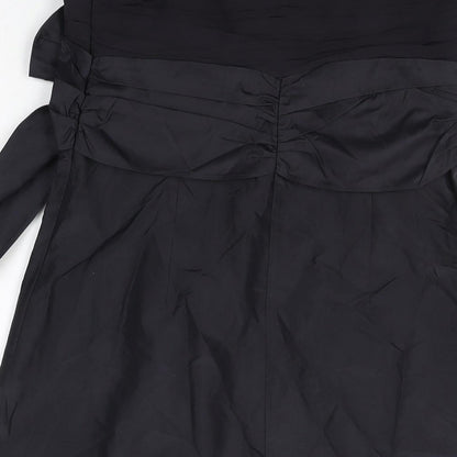 Fenn Wright Manson Womens Black Silk Shift Size 10 Off the Shoulder Zip