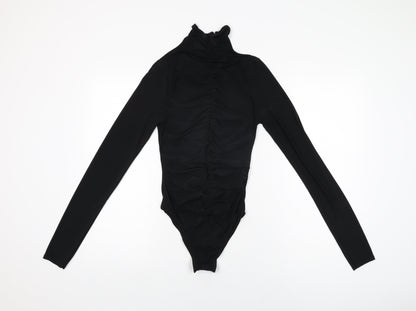 Misspap Womens Black Polyester Bodysuit One-Piece Size 10 Snap