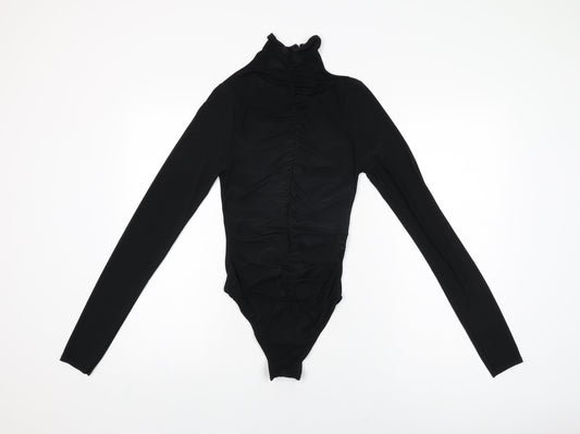 Misspap Womens Black Polyester Bodysuit One-Piece Size 10 Snap