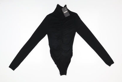 Misspap Womens Black Polyester Bodysuit One-Piece Size 10 Snap