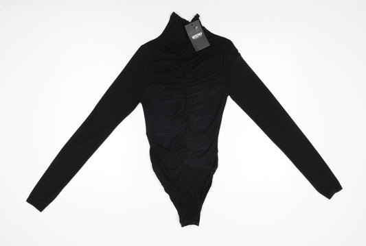 Misspap Womens Black Polyester Bodysuit One-Piece Size 10 Snap