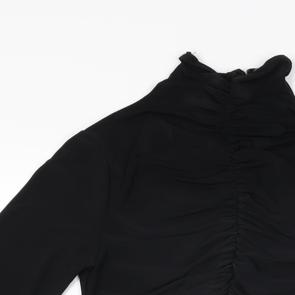 Misspap Womens Black Polyester Bodysuit One-Piece Size 10 Snap