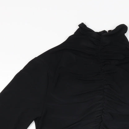 Misspap Womens Black Polyester Bodysuit One-Piece Size 10 Snap