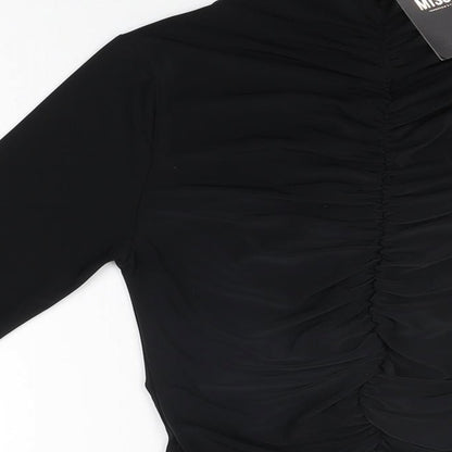 Misspap Womens Black Polyester Bodysuit One-Piece Size 10 Snap