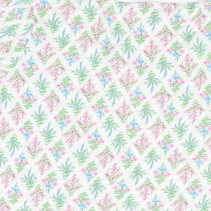 Bonmarché Womens White Floral Viscose Basic T-Shirt Size 14 Round Neck