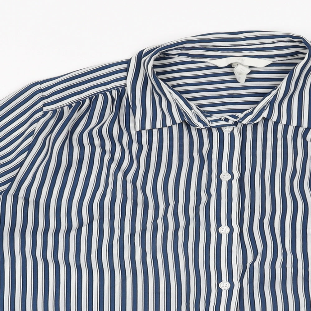 Womens UK Size 8 H&M Blue Basic Button-Up