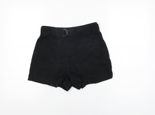 Hollister Womens Black Cotton Mom Shorts Size S L3 in Regular Zip