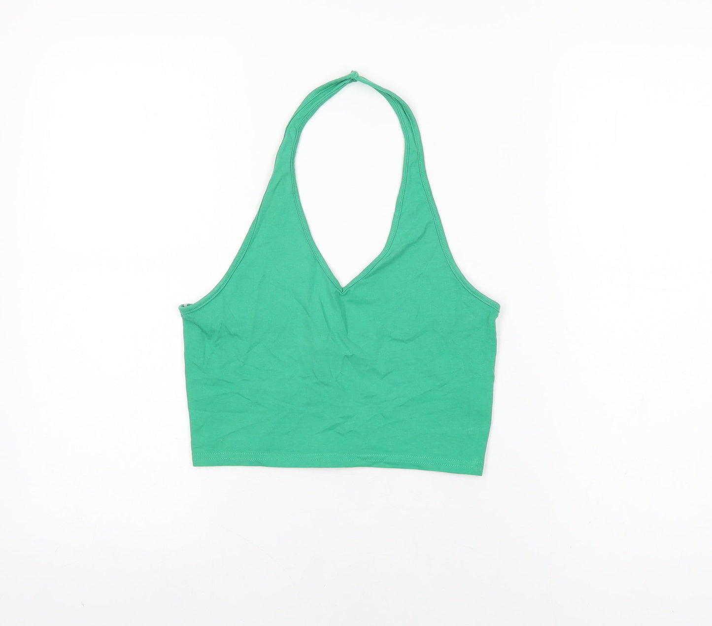 Womens UK Size M H&M Green Cropped T-Shirt