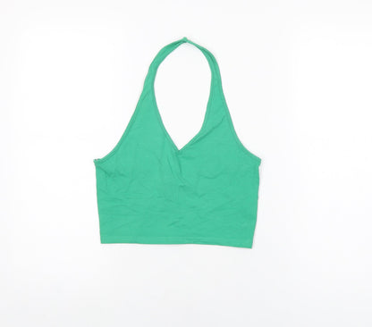 Womens UK Size M H&M Green Cropped T-Shirt