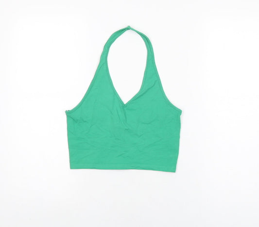 Womens UK Size M H&M Green Cropped T-Shirt