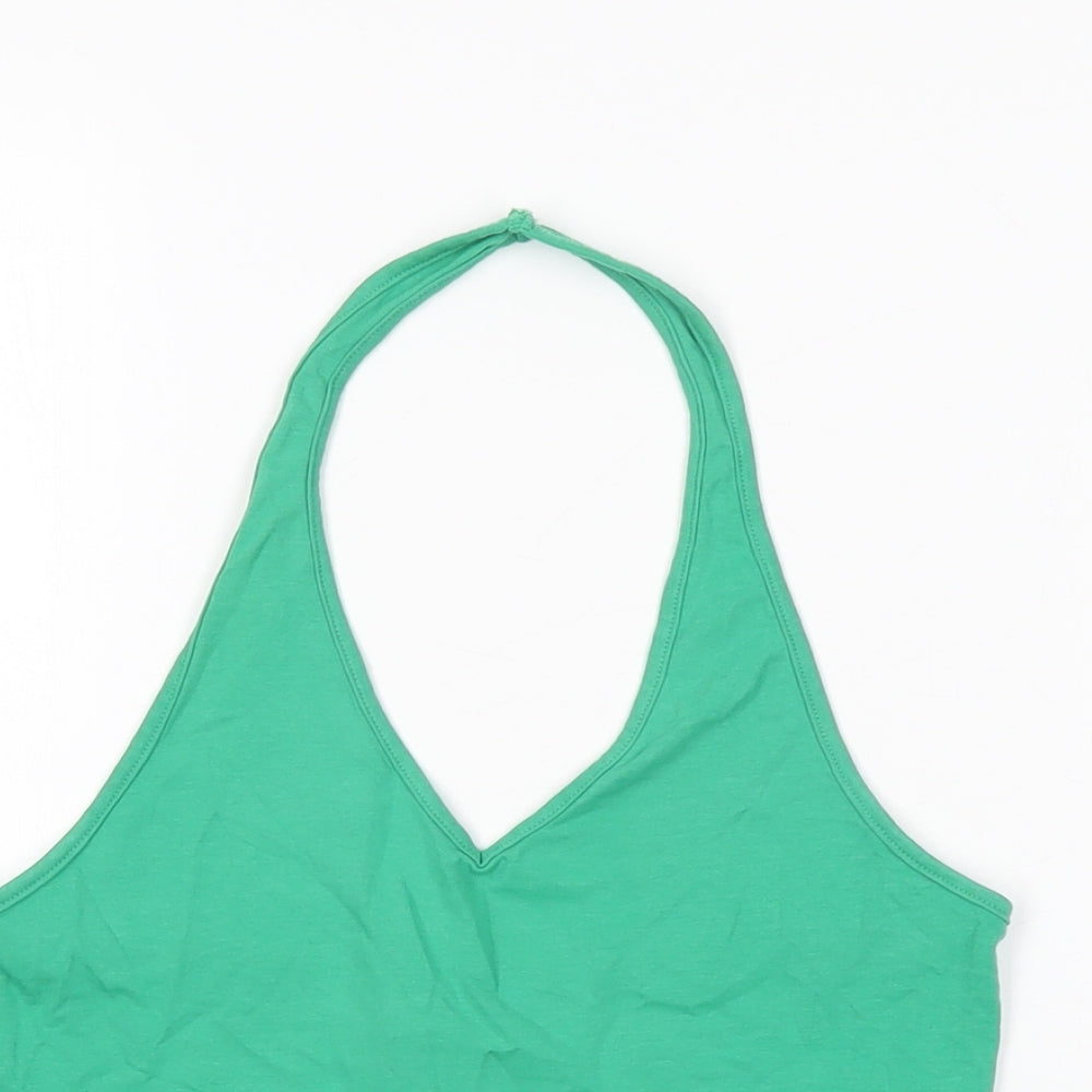 Womens UK Size M H&M Green Cropped T-Shirt