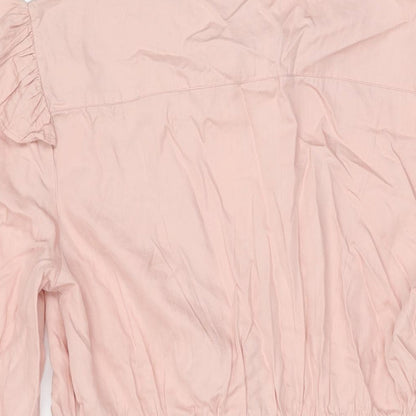 Miss Selfridge Womens Pink Lyocell Shift Size 14 Round Neck Button
