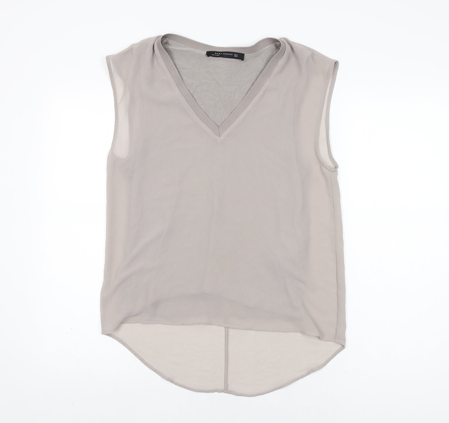 Womens UK Size XS Zara Beige Basic Blouse