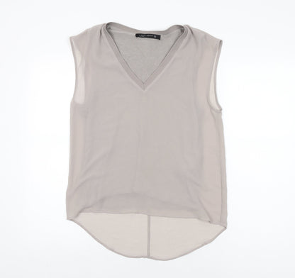 Womens UK Size XS Zara Beige Basic Blouse