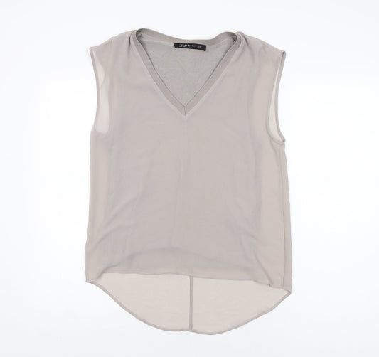 Womens UK Size XS Zara Beige Basic Blouse