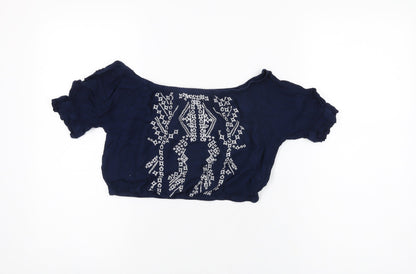 Womens UK Size 12 Select Blue Cropped T-Shirt