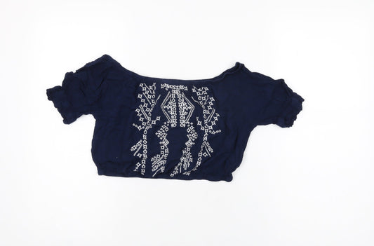 Womens UK Size 12 Select Blue Cropped T-Shirt