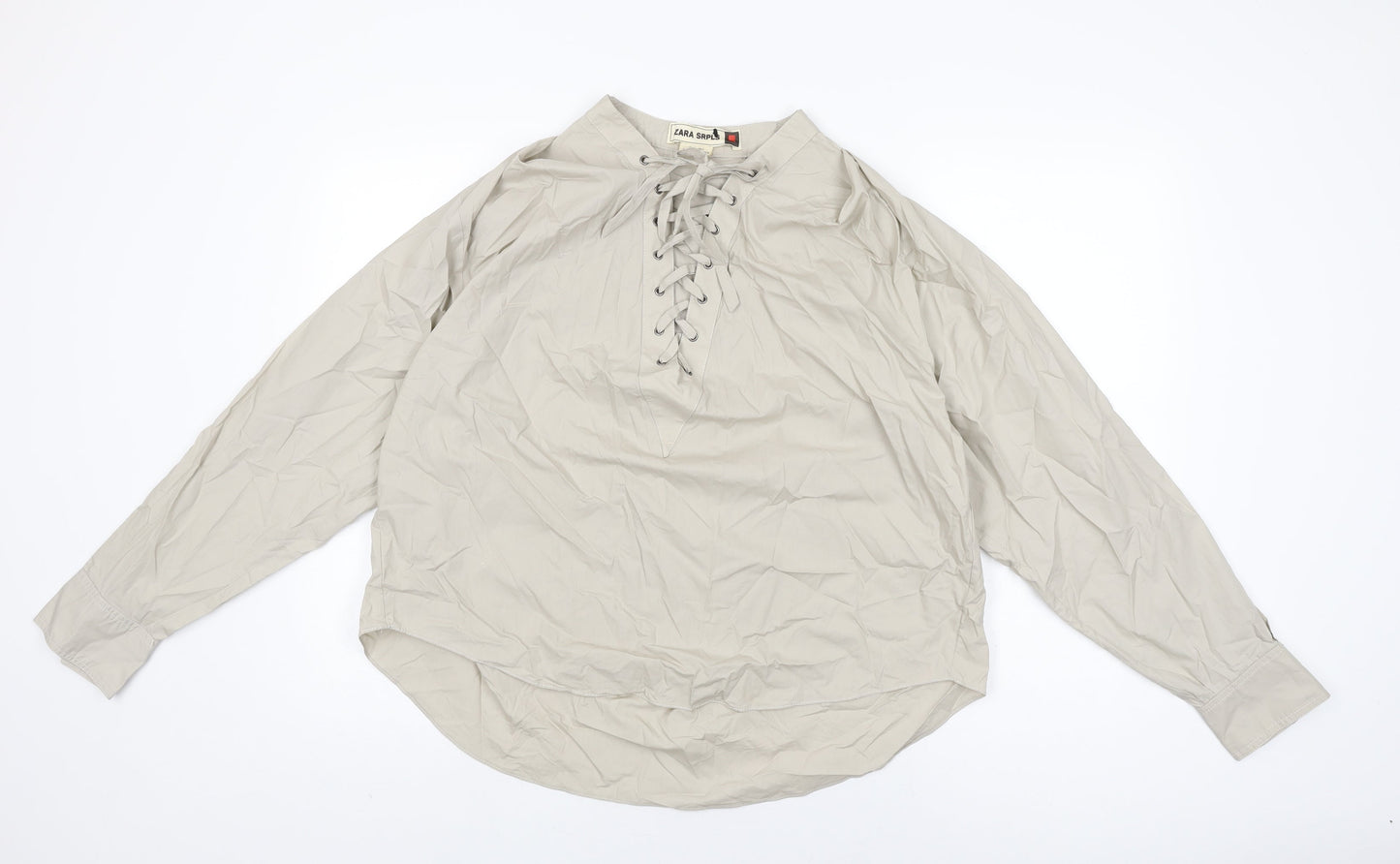 Womens UK Size S Zara Beige Basic T-Shirt