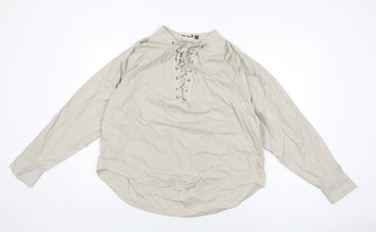 Womens UK Size S Zara Beige Basic T-Shirt