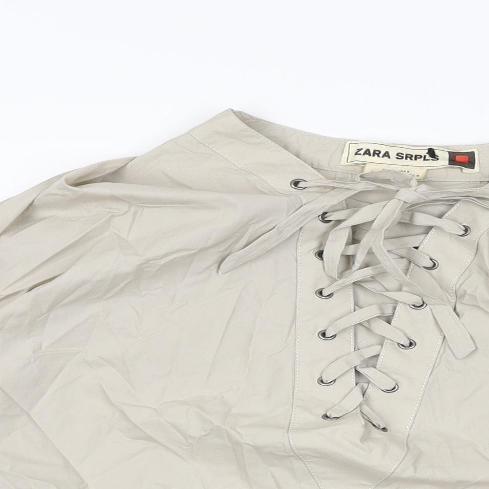 Womens UK Size S Zara Beige Basic T-Shirt