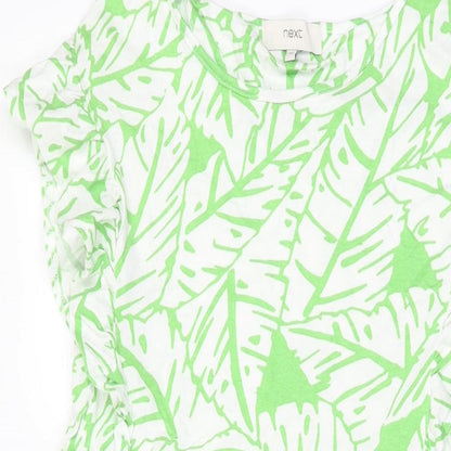 NEXT Womens White Geometric Cotton A-Line Size 10 Round Neck Pullover