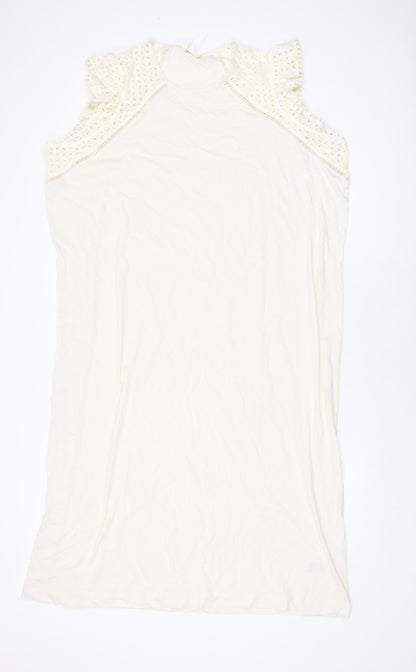 Marks and Spencer Womens Ivory Cotton Shift Size 2XL Roll Neck Pullover