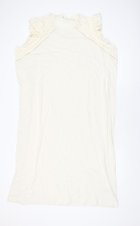 Marks and Spencer Womens Ivory Cotton Shift Size 2XL Roll Neck Pullover