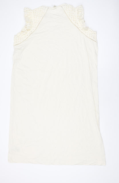 Marks and Spencer Womens Ivory Cotton Shift Size 2XL Roll Neck Pullover