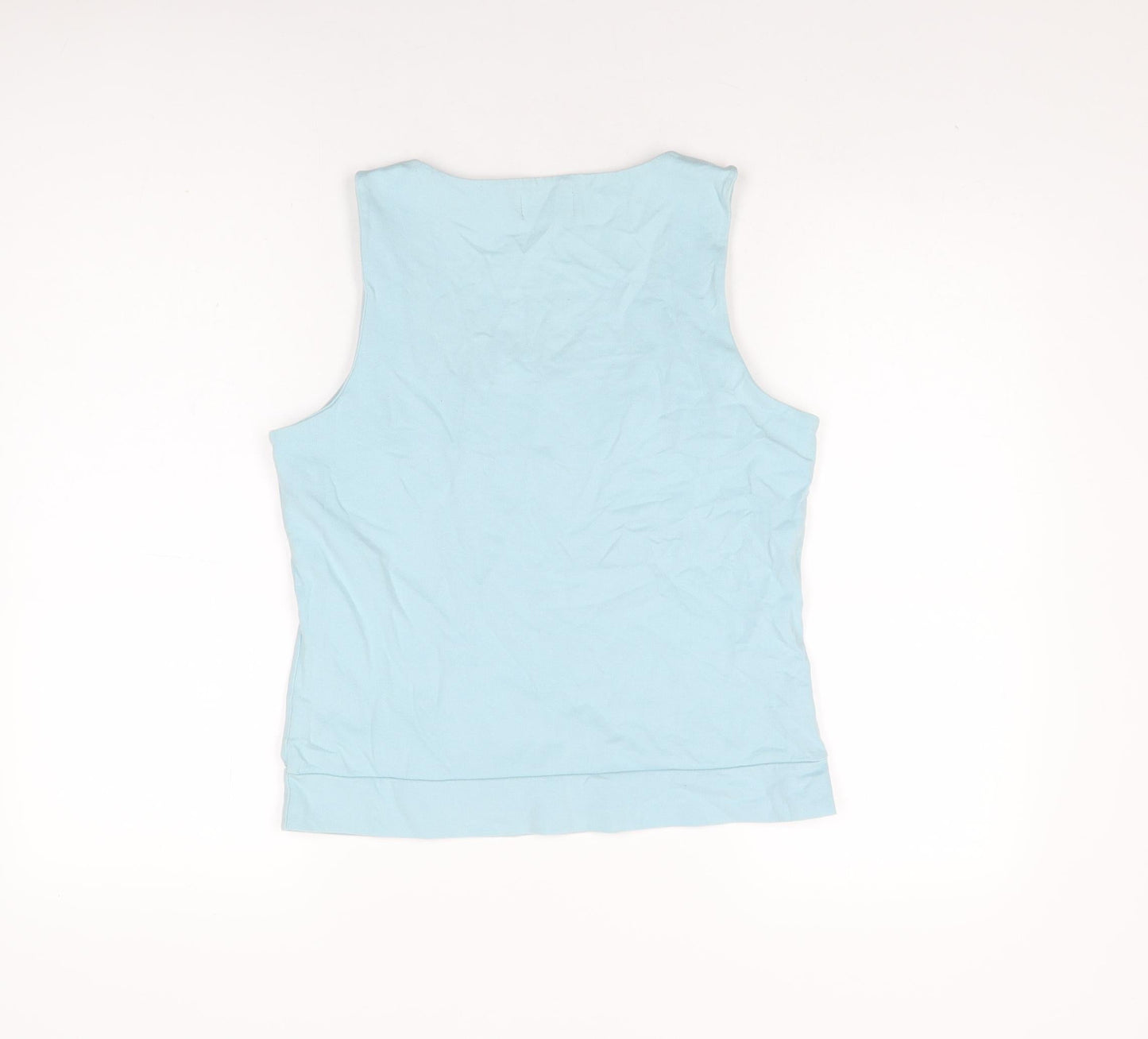 Offshoot Womens Blue Cotton Basic T-Shirt Size M Square Neck