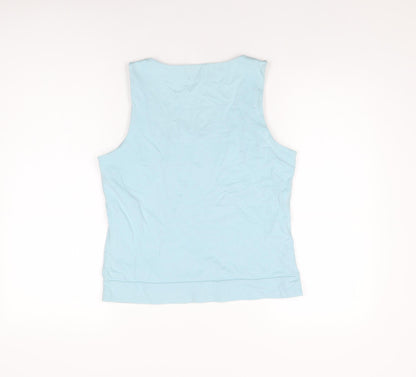 Offshoot Womens Blue Cotton Basic T-Shirt Size M Square Neck