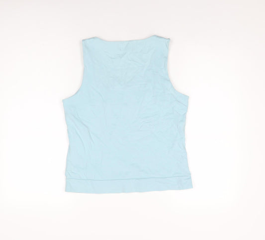 Offshoot Womens Blue Cotton Basic T-Shirt Size M Square Neck