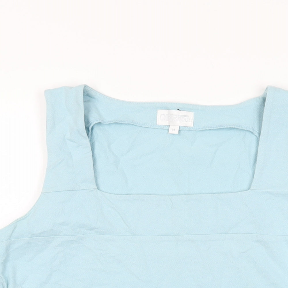 Offshoot Womens Blue Cotton Basic T-Shirt Size M Square Neck