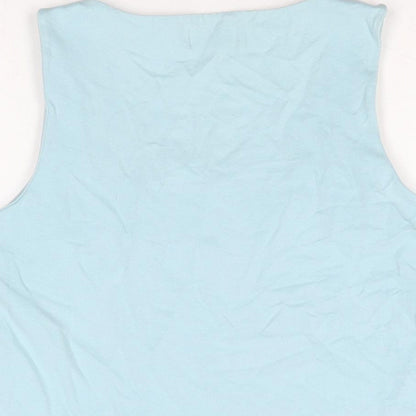 Offshoot Womens Blue Cotton Basic T-Shirt Size M Square Neck