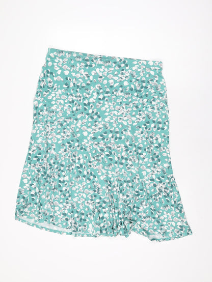 Marks and Spencer Womens Green Geometric Viscose Swing Skirt Size 18