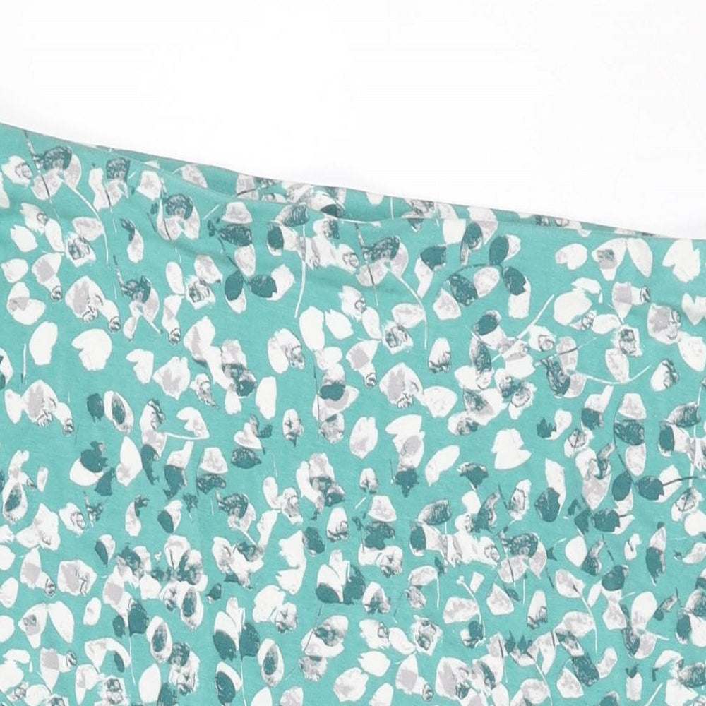 Marks and Spencer Womens Green Geometric Viscose Swing Skirt Size 18
