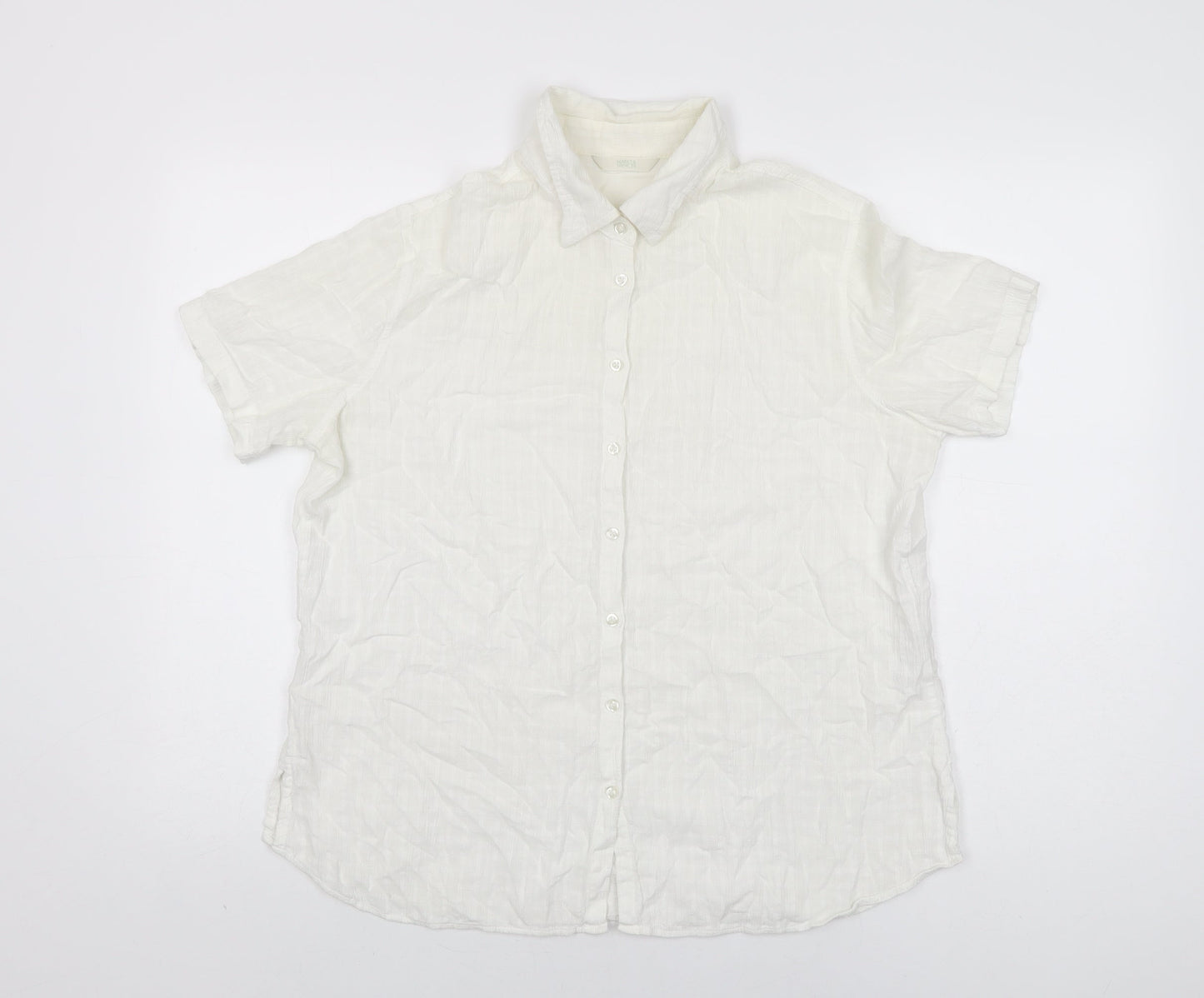 Womens UK Size 16 Marks and Spencer White Basic Button-Up