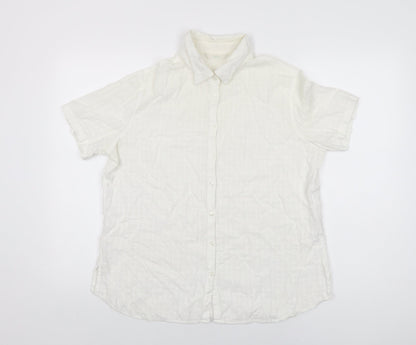 Womens UK Size 16 Marks and Spencer White Basic Button-Up