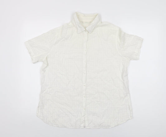 Womens UK Size 16 Marks and Spencer White Basic Button-Up