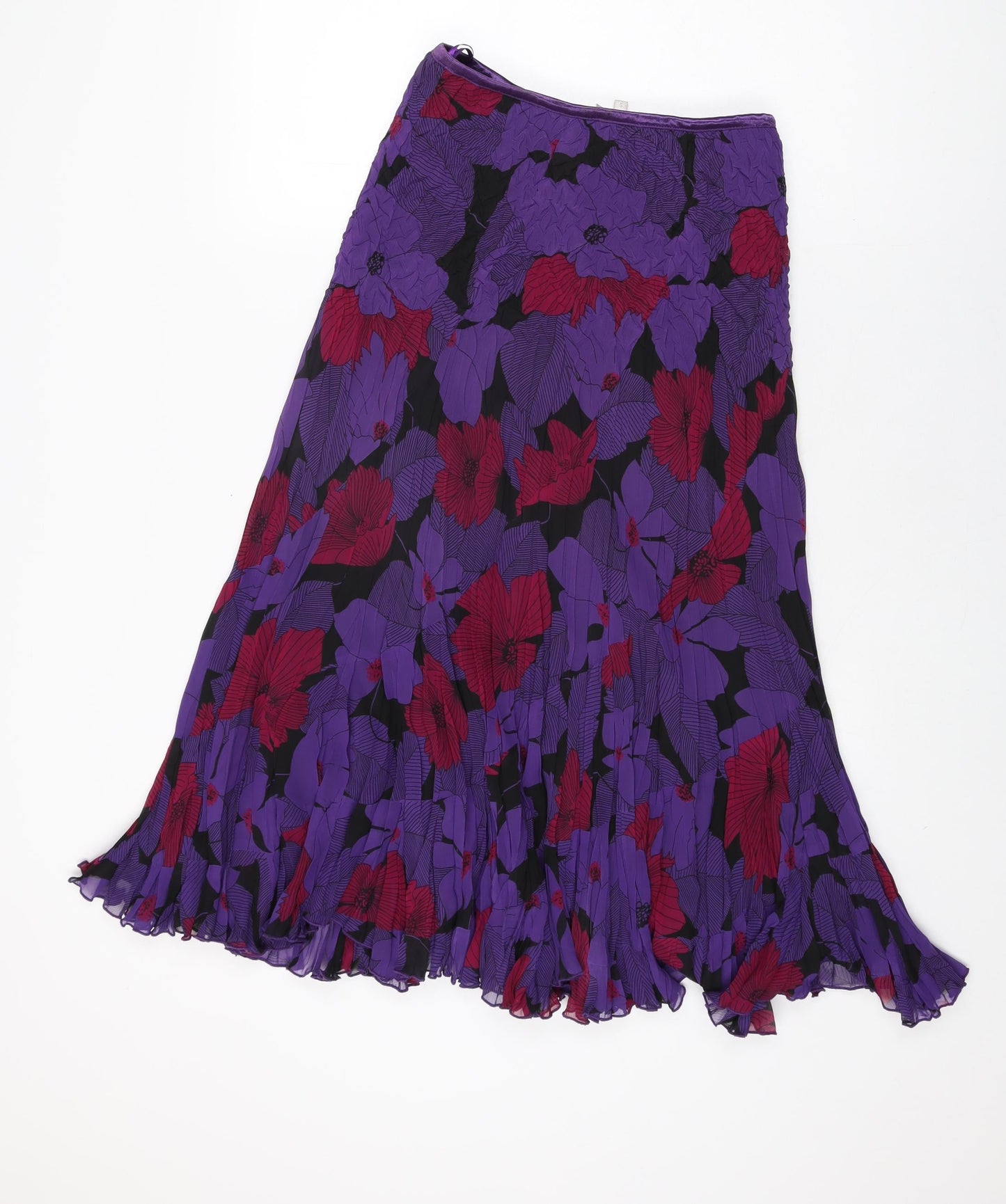 Country Casuals Womens Purple Floral Polyester Flare Skirt Size S