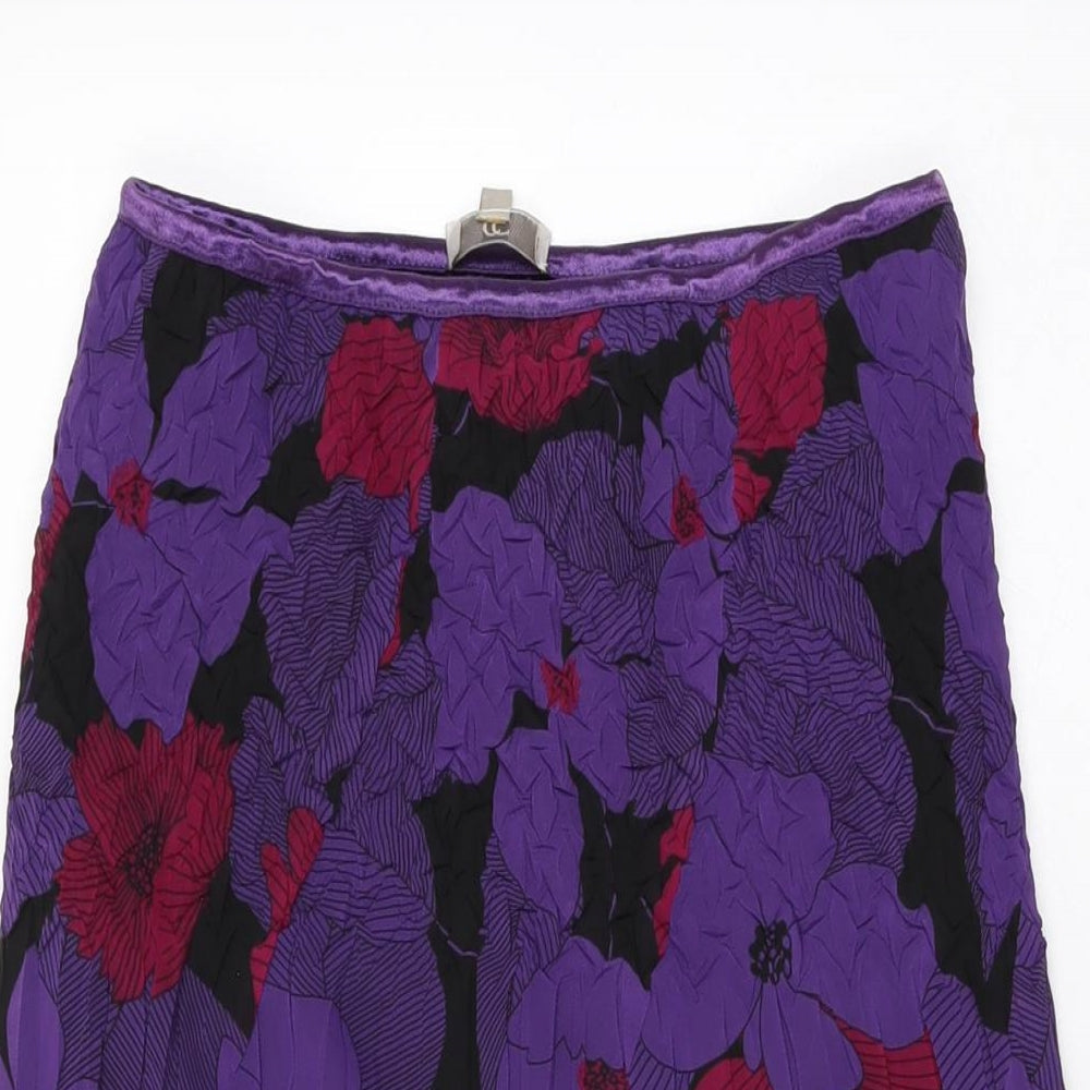 Country Casuals Womens Purple Floral Polyester Flare Skirt Size S
