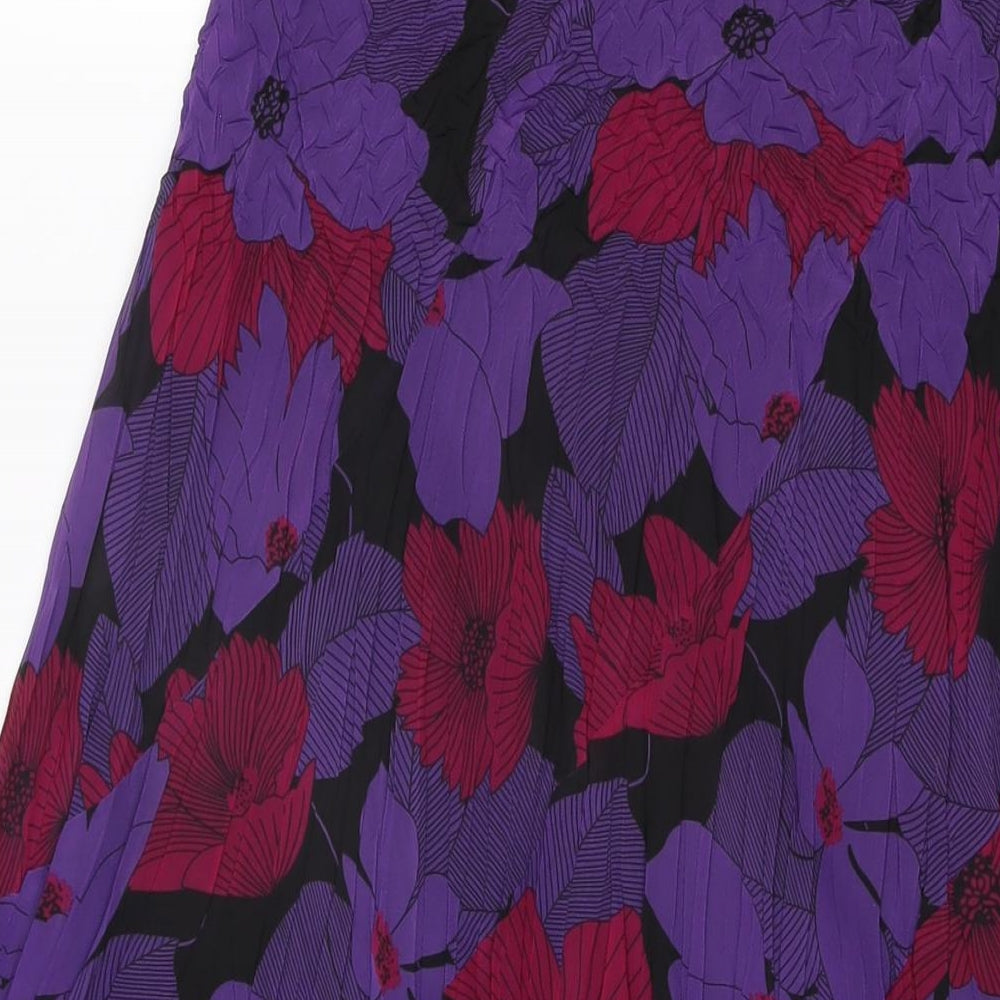 Country Casuals Womens Purple Floral Polyester Flare Skirt Size S