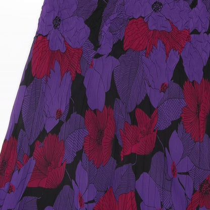 Country Casuals Womens Purple Floral Polyester Flare Skirt Size S
