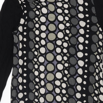 Capri Womens Black Geometric Viscose Shift Size 12 Scoop Neck Pullover