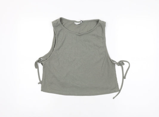 Womens UK Size 14 ASOS Green Cropped T-Shirt