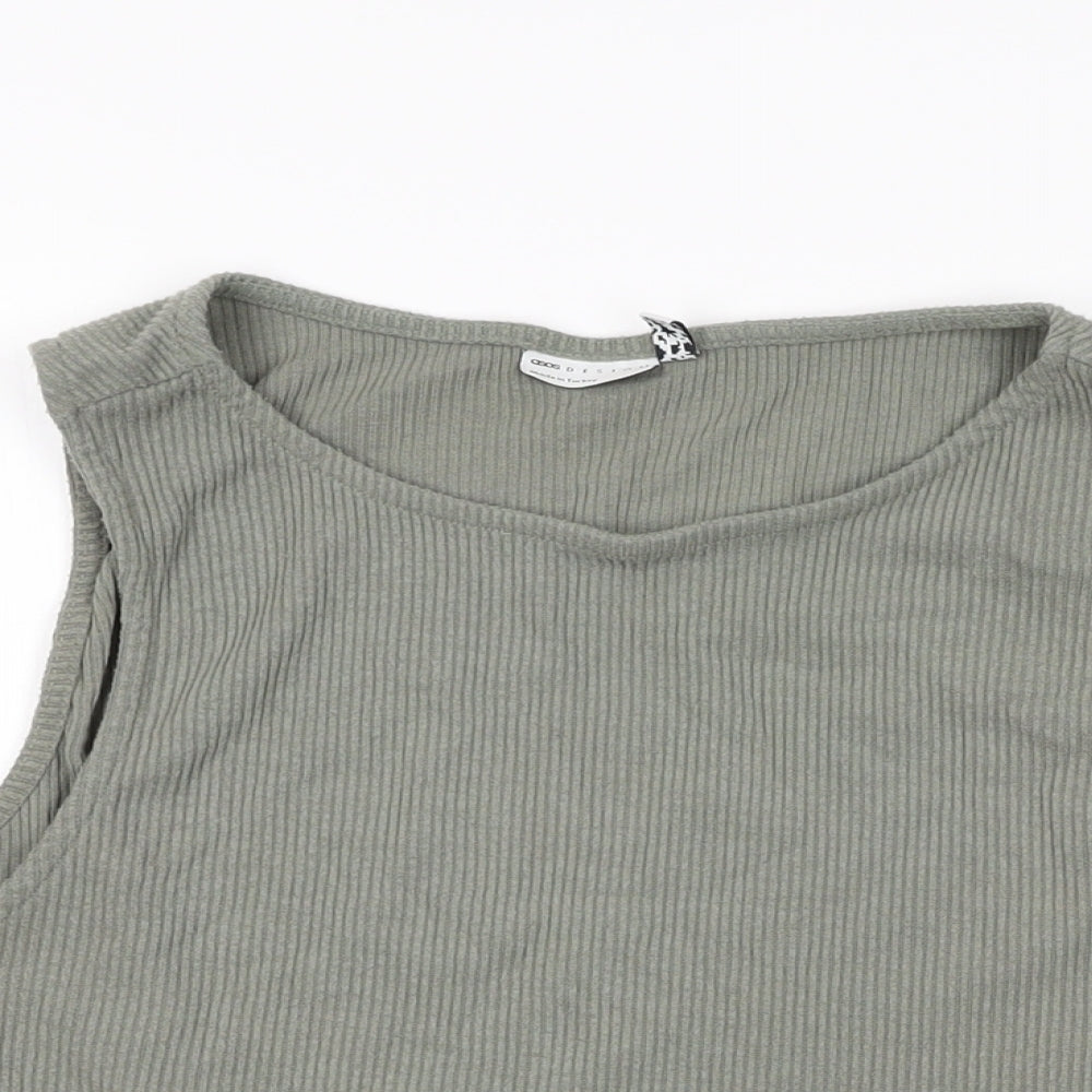 Womens UK Size 14 ASOS Green Cropped T-Shirt