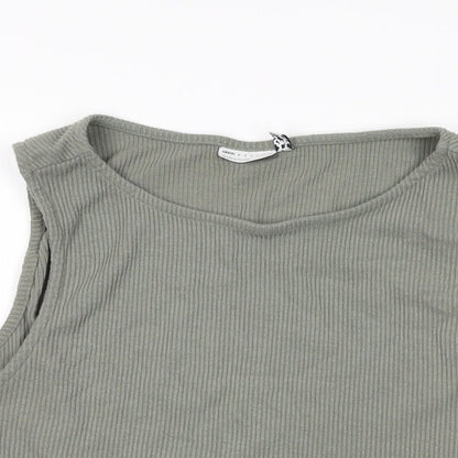 Womens UK Size 14 ASOS Green Cropped T-Shirt